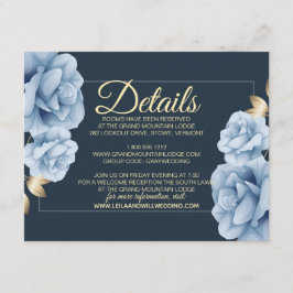Elegant Midnattblått blommigt Bröllop Tilläggskort