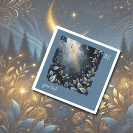 Elegant Midnattsblå och Guld Skog Bröllop Pappersservett