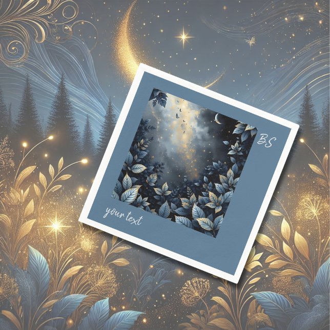 Elegant Midnattsblå och Guld Skog Bröllop Pappersservett (Skapare uppladdad)