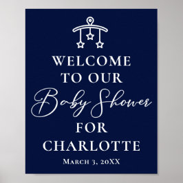 Elegant Midnight Blue Baby Shower Personlig Poster
