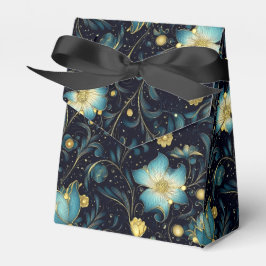 Elegant Midnight Blue & Guld Blommigt jul Presentaskar