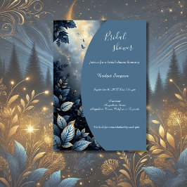 Elegant Midnight Blue & Guld Forest möhippa Inbjudningar
