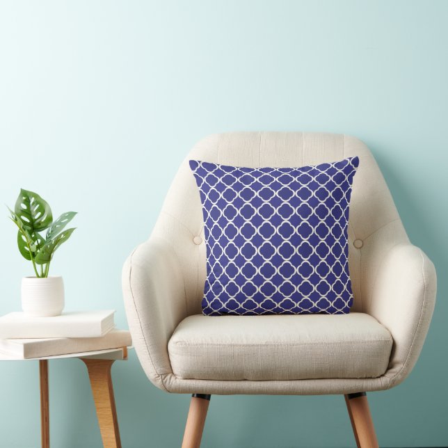Elegant Midnight Blue Marockansk Quatrefoil Kudde (Stol)