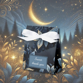 Elegant Midnight Blue och Guld Forest Bröllop Presentaskar