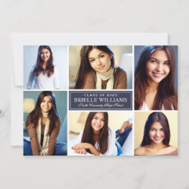 Elegant Midnight Blue Photo Collage Studenten Inbjudningar