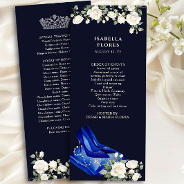 Elegant Midnight Blue Quinceanera Tiara och Ro Program