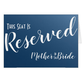 Elegant Midnight Blue Reserved Seat Bröllop Sign Hälsningskort
