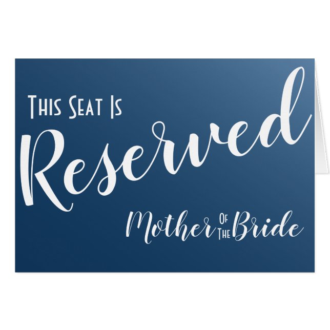Elegant Midnight Blue Reserved Seat Bröllop Sign Hälsningskort (Framsidan Horizontal)