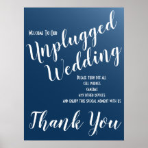 Elegant Midnight Blue Unplugged Bröllop Sign
