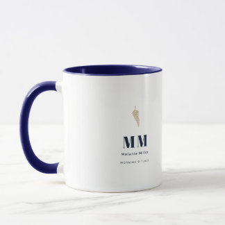 Elegant Midnight Navy Botanisk Fern Anpassat Namn Mugg