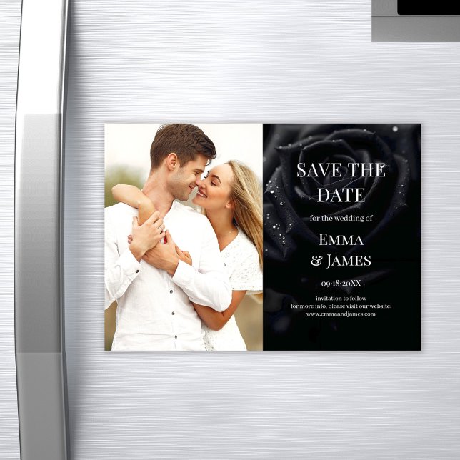 Elegant Midnight Rose Photo Save The Date Magnet (Skapare uppladdad)