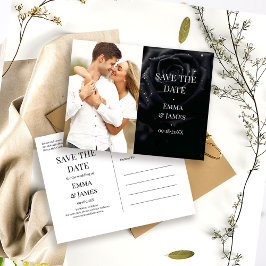 Elegant Midnight Rose Wedding Photo Save the Date Meddelande Vykort