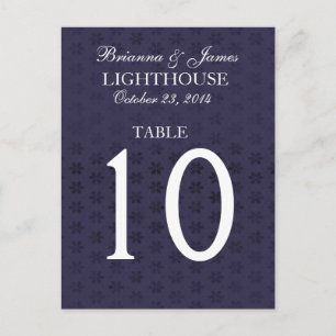 Elegant Midnight & White Bröllop Bordsnummer Card