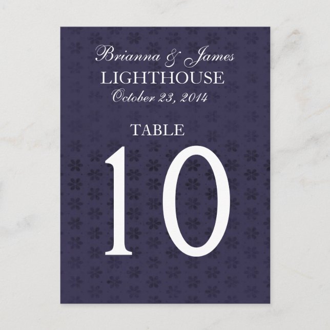 Elegant Midnight & White Bröllop Bordsnummer Card (Framsida)