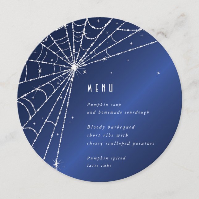 Elegant Midnightblå Diamantspindelnät Fyrkantig/Ru Meny (Framsida)