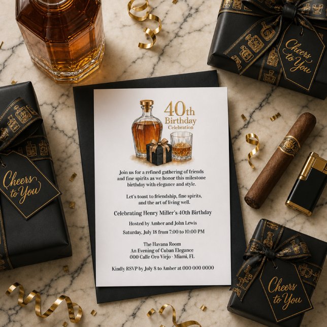 Elegant Milestone Mäns 40-års Födelsedagsinbjudan  Inbjudningar (Skapare uppladdad)