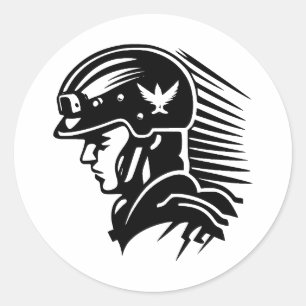 Elegant militär Silhouette i BW Runt Klistermärke