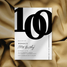 Elegant Milstolpe 100:e Födelsedagsfest inbjudan