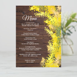 Elegant Mimosa Flowers Bröllop Menu Meny