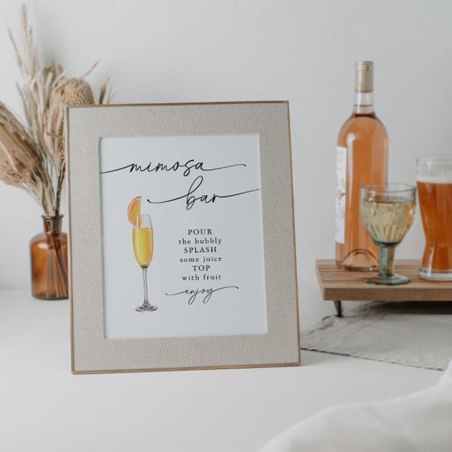 Elegant Mimosa Pub Party Sign Poster (Skapare uppladdad)