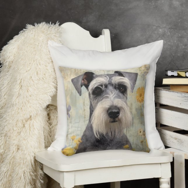 Elegant Mini Schnauzer Kudde (Add some cuteness to your home decor with this pretty Schnauzer throw pillow.)