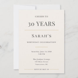 Elegant Minimal 30-årsfirande Inbjudningar