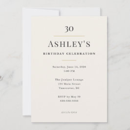 Elegant Minimal 30th Birthday Celebration Inbjudningar