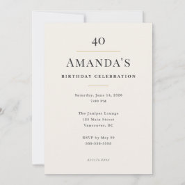 Elegant Minimal 40-årsfirande Inbjudningar