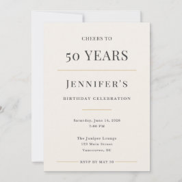 Elegant Minimal 50-årsfirande Inbjudningar