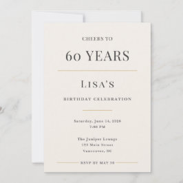 Elegant Minimal 60-årsfirande Inbjudningar