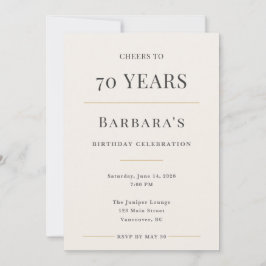 Elegant Minimal 70-årsfirande Inbjudningar
