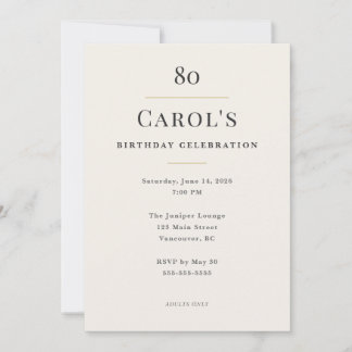 Elegant Minimal 80-årsfirande Inbjudningar