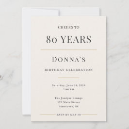 Elegant Minimal 80-årsfirande Inbjudningar