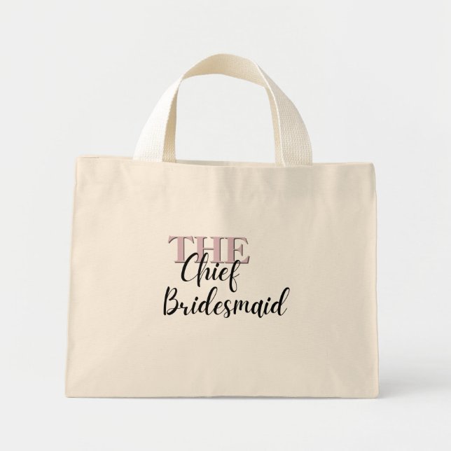 Elegant Minimal Art Mini Tote - Chief Bridesmaid Tygkasse (Framsidan)