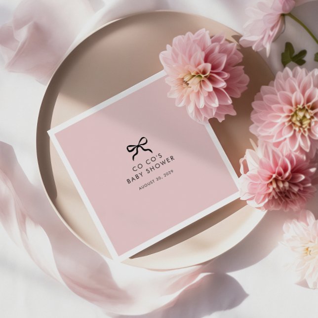 Elegant Minimal babybabyskor Pappersservett (Minimalist Bow Baby Shower Cocktail Napkins )