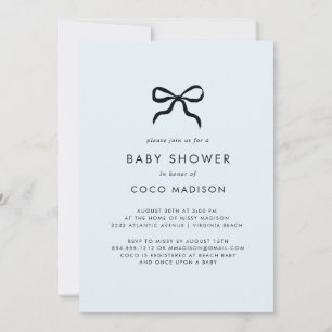 Elegant Minimal Båge Pojke Baby Shower Inbjudan