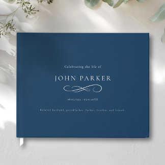 Elegant Minimal Begravningsfirande i Blått Gästböcker