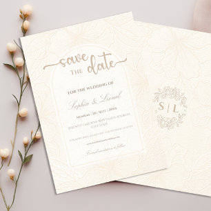 Elegant Minimal Benvit Bröllop Spara Datumet