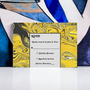 Elegant Minimal Black Guld Pastel Abstrakt Bröllop OSA Kort