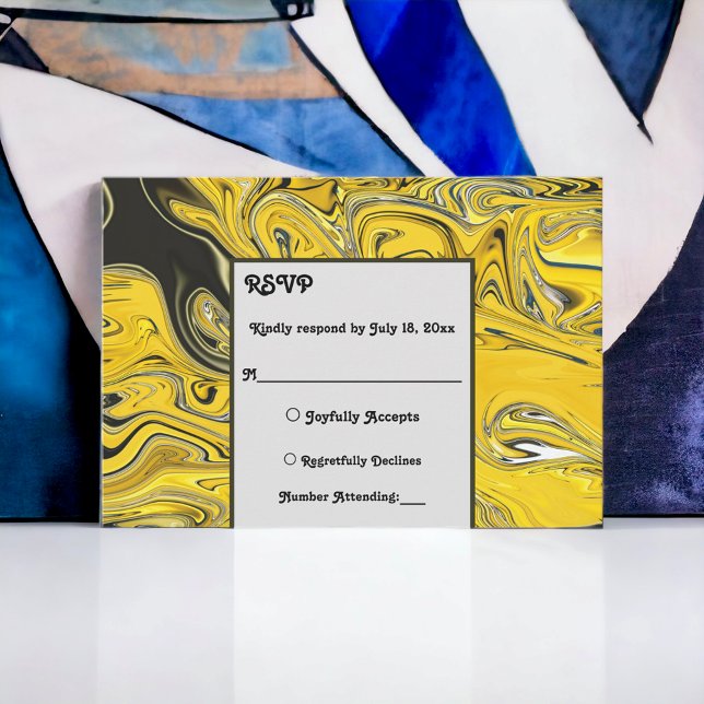 Elegant Minimal Black Guld Pastel Abstrakt Bröllop OSA Kort (Skapare uppladdad)