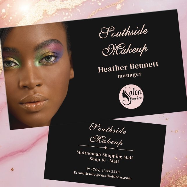 Elegant Minimal Black Makeup Artist Business  Visitkort (Skapare uppladdad)