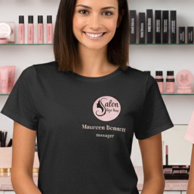 Elegant Minimal Black Makeup  Business Employee T Shirt (Skapare uppladdad)