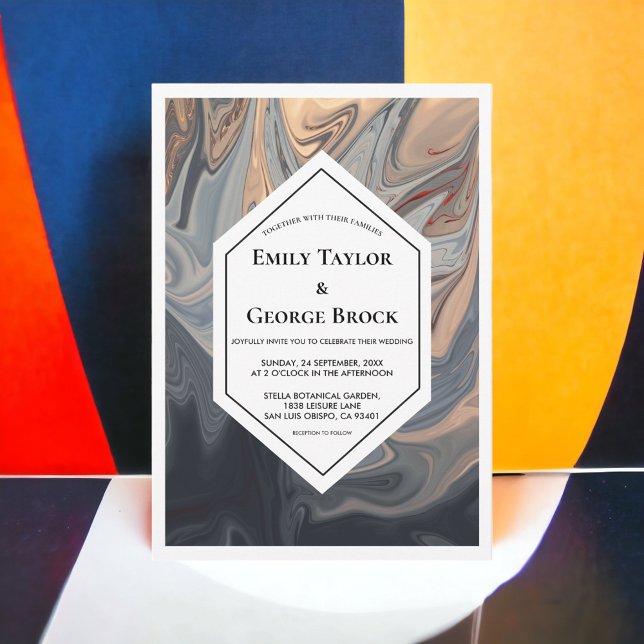 Elegant Minimal Black Terracotta Abstrakt Bröllop Inbjudningar (Skapare uppladdad)