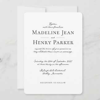 Elegant Minimal Black White Photo Wedding Inbjudningar