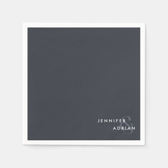 Elegant Minimal bläckfisk Bläck Modern Bröllop Nap Pappersservett (Framsidan)