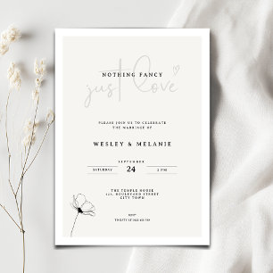 Elegant Minimal Blomma Inget Fancy Bröllop Inbjudningar