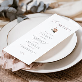 Elegant Minimal Blommigt Ro Bröllop-meny Meny