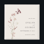 Elegant Minimal Boho Blommigt Bröllop spara datum Magnet<br><div class="desc">Elegant Minimalist Boho Blommigt Bröllop spara datum Magnet</div>