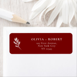 Elegant Minimal Botanical Wedding Return Address Returadress Etikett