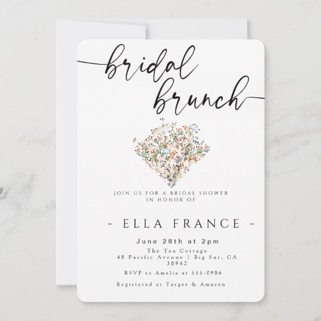 Elegant Minimal Bröllopsbrunch-inbjudan Inbjudningar (Framsida)